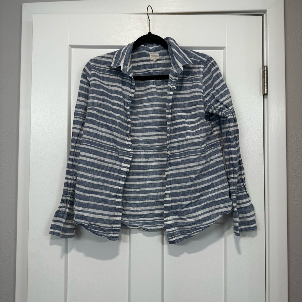 J. Crew Blue and White Striped Shirt